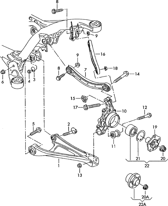 Схема корпуса подшипника ступицы колеса, ступица колеса
