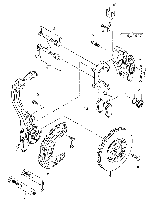 Схема передней тормозной системы автомобиля