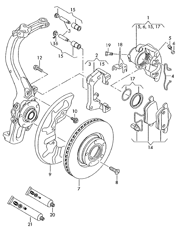 Схема передней тормозной системы автомобиля